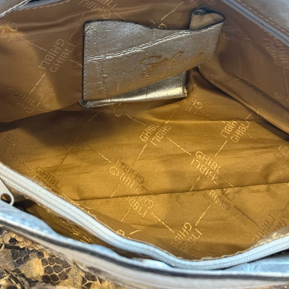 Ghibli Genuine Python Skin Handbag Italian Designer Tan - Picture 14 of 16
